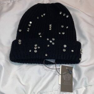 Vince Camuto Black Knit Beanie with Sparkling Accents